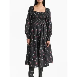 Hill House Home The Nap Dress Naomi Nap Dress Shirred Smocked Size Large Fall thumbnail 3