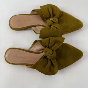 Madewell The Remi‎ Bow Suede Mule in Spiced Olive Green Size 8.5 thumbnail 3