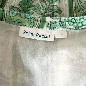 Roller Rabbit Tasseled Abstract Caftan Cover Up Dress Green White Floral Small thumbnail 5