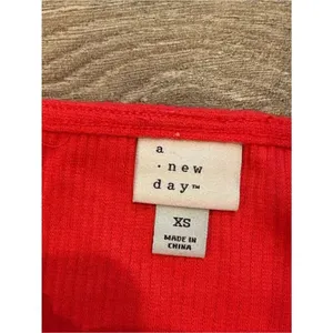 A New Day Red Square Neck Flutter Sleeve Top Size XS thumbnail 2