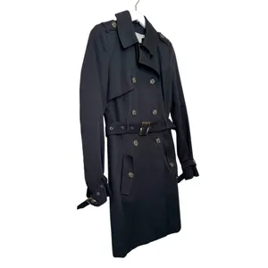 ASOS Black Double-Breasted Belted Trench Coat Size 4 (US) thumbnail 2