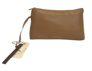 Missnine Faux Leather Cosmetic Bag Brown Zipper Pouch Travel Makeup Case NEW thumbnail 1