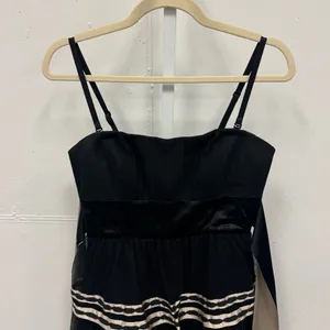 Y2K BCBGMaxAzria Silk Strapeless‎ Mini Tiered Babydoll Dress with Tie Black Sz 6 thumbnail 4