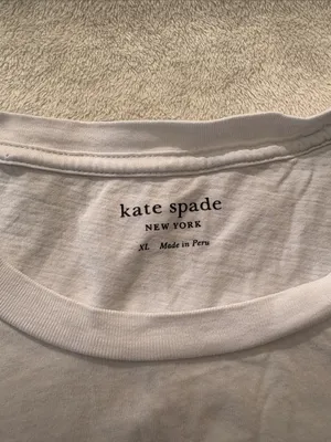 kate spade XL White blue peacock embellished Short Sleeve Tee casual lux Rio thumbnail 3