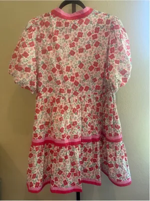 Entro Tiered Floral Print Mini Dress in Red Size XL thumbnail 3
