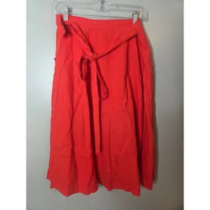 Maeve by Anthropologie Womens 6 Midi A Line Button Front Skirt Orange Red thumbnail 3