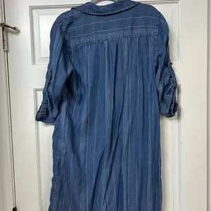 Market & Spruce Navy Blue Pinstripe Shirt Dress thumbnail 2
