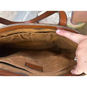 PATRICIA NASH Brown Leather Front Pocket Zipper Closure Top Handle Shoulder Tote thumbnail 14