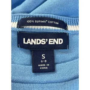 Lands End Supima Cotton Sweater Small Blue Sailboat Nautical Coastal Preppy thumbnail 5