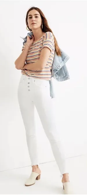 NWT Madewell 9" Mid-Rise Skinny Jeans white SZ-28 thumbnail 1