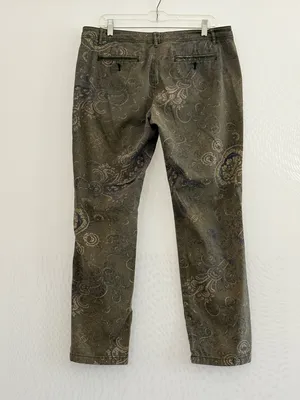 Pilcro Anthropologie Olive Paisley Straight-Leg Chino Pants Size 30 thumbnail 2