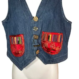 ‎Vintage Nina Piccalino Unique Denim Vest Size 8 thumbnail 2