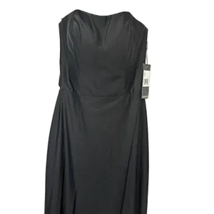 La Femme Maxi Dress Strapless Crisscross High Slit Full Length Black W US 0 NWT thumbnail 3