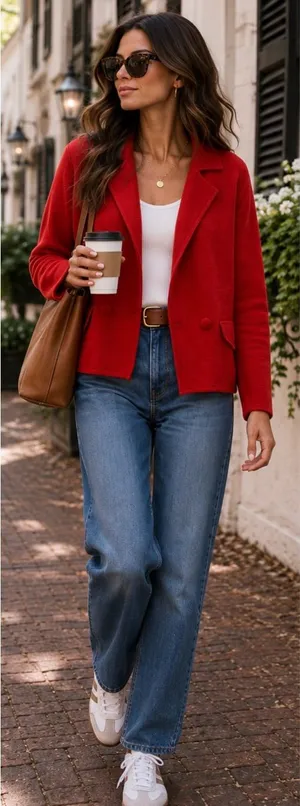 CAbi Coronation Cardigan Knit Jacket Cardinal Red 100% Cotton Blazer Sz S 💚🎀 thumbnail 1