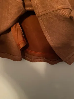 She & Sky Brown Faux Suede Wrap Gored Skirt With Side Tie thumbnail 4