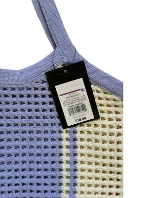 Art Class Girls Knit Tote Bag Purple Cream Summer Beach Vacation Chic thumbnail 8