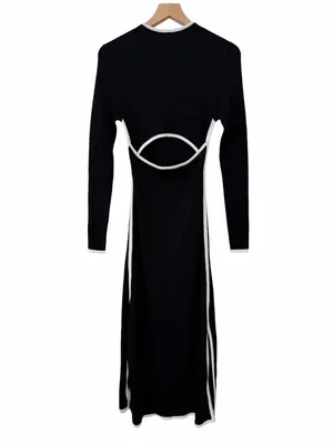 DISSH Binding Black Long Sleeve Knit Maxi Dress Size Large NWT thumbnail 2