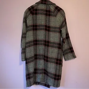 Melloday by Nordstrom S Wool Blend Pea Coat Black Plaid Longline Oversized thumbnail 5