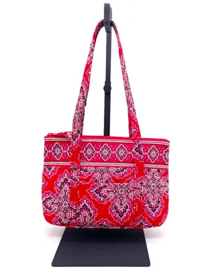 Vera Bradley Little Betsy Tote Bag Frankly Scarlet Red Pink Quilted Cotton 2008 thumbnail 9