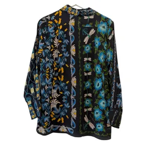 NWT Farm Rio Winter Garden Black Pajama Shirt Button Front Top Floral Size S thumbnail 7