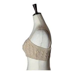 Revolve 525 Tank Top Women XS Beige Tan Oat Cable Knit Tiny Tank Cropped‎ Sexy thumbnail 5