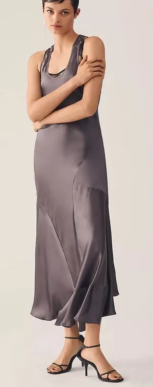By Anthropologie Seamed Silk Midi Dress thumbnail 1