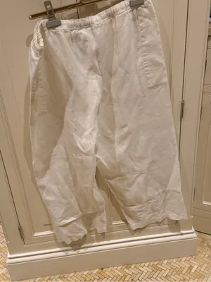 Chico's White Linen-Blend Drawstring Joggers thumbnail 2