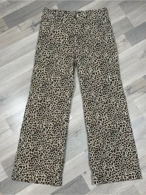 J. Crew Lizzie Leopard Print High‎ Rise Wide Leg Pants Tan Black 30 Chino thumbnail 4