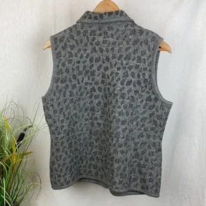 Lisa International Gray Sleeveless Animal Print Zip Up Wool Vest L thumbnail 3