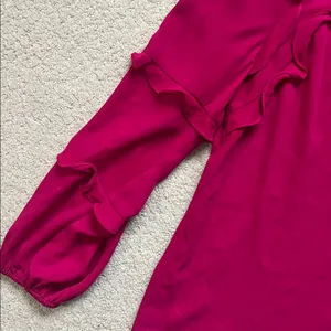 CeCe Vibrant Fuchsia Ruffle Blouse thumbnail 3