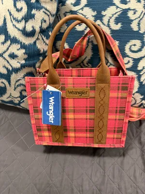 Wrangler Pink Plaid Canvas Mini Tote Crossbody Bag NWT Western Top Handle Purse thumbnail 4