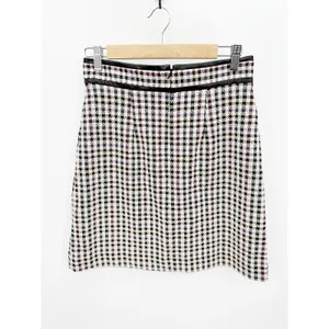 Ann Taylor‎ Black Plaid Faux Leather Trim Wrap Skirt Size 2 NWT Preppy Mini thumbnail 2