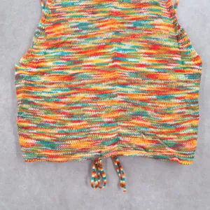 Orange Knit Multicolor Open Back Crop Tie Boho Stretch Y2K‎ VTG Top M Medium thumbnail 4