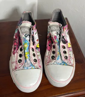 Ed Hardy Pink, Blue and Yellow Floral Slip-On Sneakers Size 5.5 thumbnail 1
