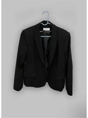 Calvin Klein Black Women's Single-Button Classic Preppy Blazer Jacket US10 thumbnail 2