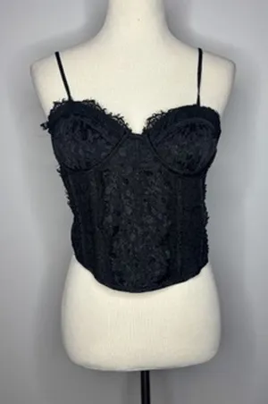 Miss Selfridge - Black Corset Like Top with Lace Details thumbnail 1