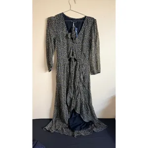 Abercrombie‎ Fitch Floral Print Ruffle Wrap Midi Dress Black Size S NEW thumbnail 2