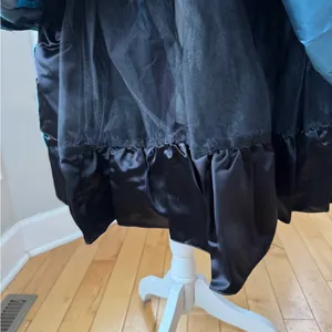 Vintage 80’s Black Teal Satin One Shoulder Prom Dress Sz Small thumbnail 6