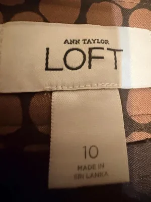 Women’s Loft Brown With Beige polkadot Pattern Pencil Skirt Sz 10 thumbnail 6