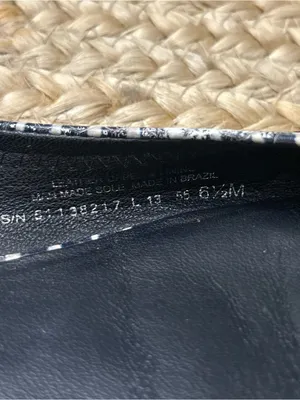 Tory Burch Reva Navy Blue White Striped Snake Skin Embossed Logo Ballet Flat 6.5 thumbnail 10