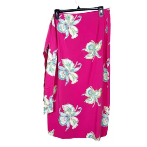Faherty Wrap Midi Skirt Size Small Pink NWT Tropical Seersucker Resortwear thumbnail 4