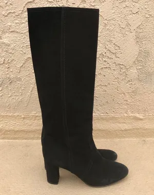 Valentino women’s black suede knee high block heel boots size IT 37 US 7 thumbnail 1