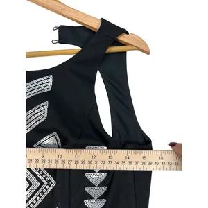 Design Lab by Lord & Taylor Black Sequin Geometric Bodycon Mini Dress Sz S thumbnail 9