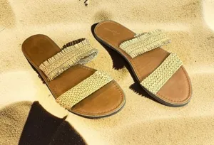 Universal Thread Tan Braided Double-Strap Slide Sandals thumbnail 1