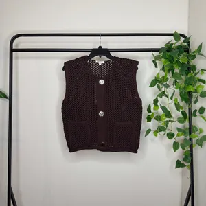 NWT Vigoss Trendy Chocolate Coffee Brown Chunky Knit Sweater Vest L Large NEW thumbnail 2