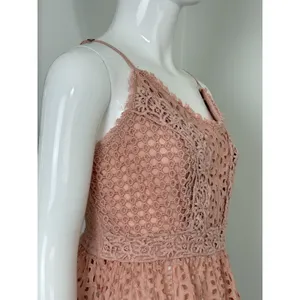 Japna Women’s Pink Floral Crochet Crop Top Boho Sleeveless Sweetheart Neck L thumbnail 4