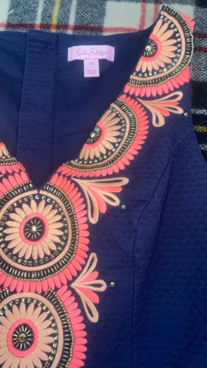 Lilly Pulitzer Embroidered Navy Medallion Janie Shift Dress 00 Preppy Coastal thumbnail 9