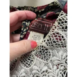 Vintage Lisa II floral dress lace collar size 14 runs small padded shoulders thumbnail 4