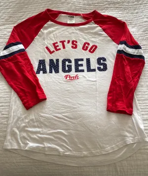 Pink Tshirt Angels Baseball Shirt thumbnail 1