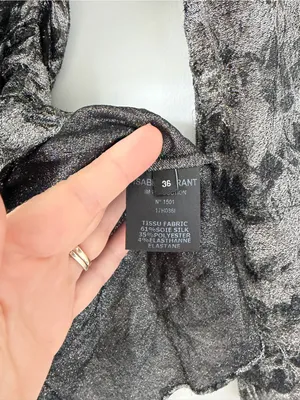 Isabel Marant Diego Floral Ruched Print Stretch Silk Blend Silver Black Top 36 thumbnail 6